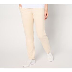 Denim & Co. Women's Petite Pants 1XP Active Slim Straight Fleece White A673755